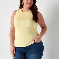a.n.a Womens Plus Crew Neck Sleeveless Tank Top