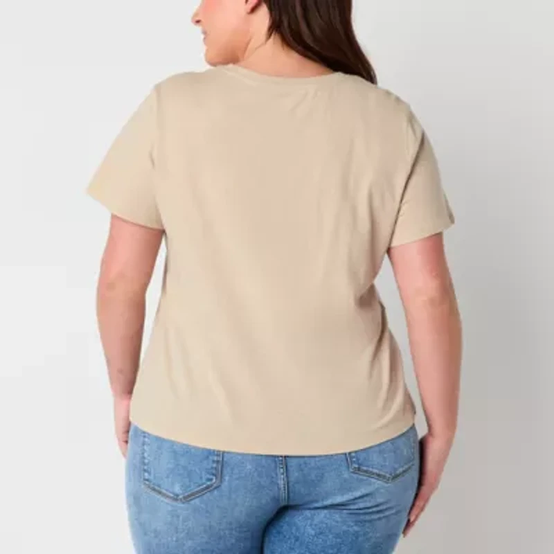 a.n.a Womens Plus Crew Neck Short Sleeve T-Shirt