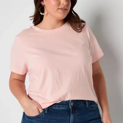 a.n.a Womens Crew Neck Short Sleeve Plus T-Shirt