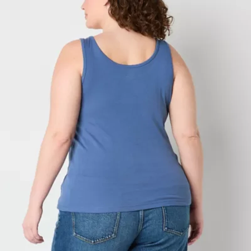a.n.a Womens Plus U Neck Sleeveless Tank Top