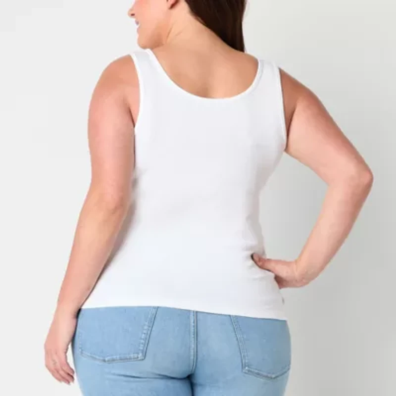 a.n.a Womens Plus U Neck Sleeveless Tank Top