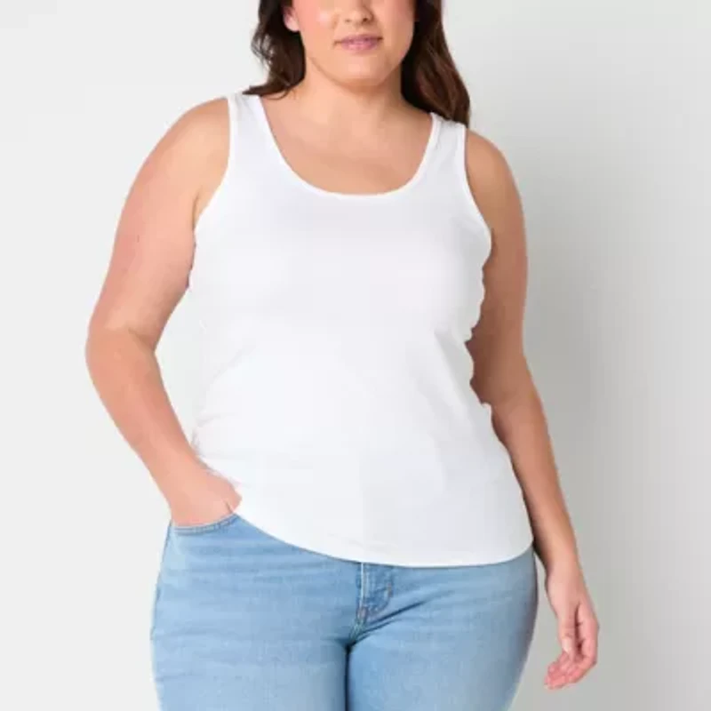 a.n.a Womens Plus U Neck Sleeveless Tank Top