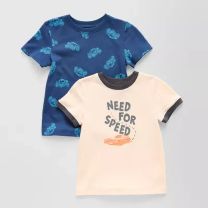 Okie Dokie Toddler & Little Boys Crew Neck Short Sleeve Regular Fit 2-pc. Graphic T-Shirt