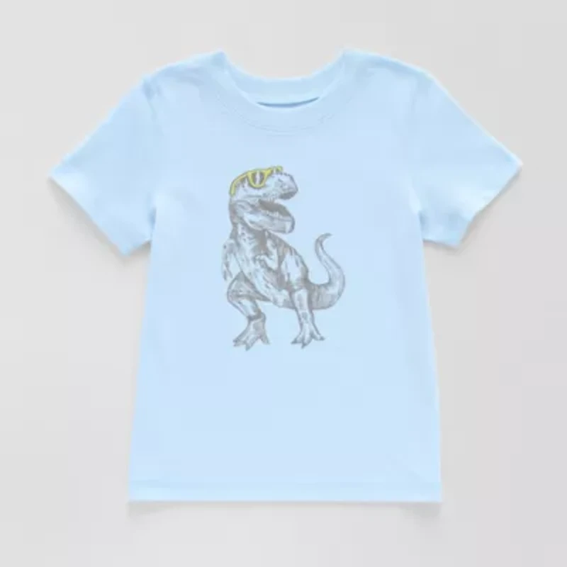 Okie Dokie Toddler Boys Easy-on + Easy-off Sensory Friendly Crew Neck Short Sleeve Adaptive Graphic T-Shirt