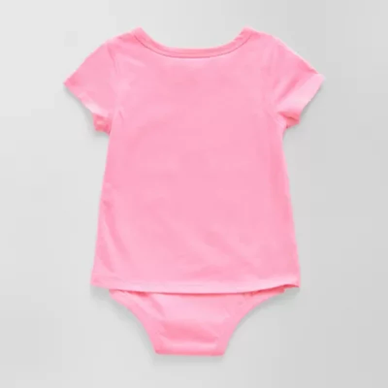 Okie Dokie Toddler Girls Bodysuit Closure Adaptive Round Neck Short Sleeve