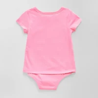 Okie Dokie Toddler Girls Bodysuit Closure Adaptive Round Neck Short Sleeve