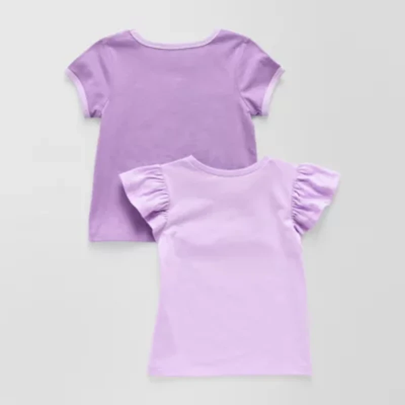 Okie Dokie Toddler & Little Girls Round Neck Short Sleeve Regular Fit 2-pc. Graphic T-Shirt