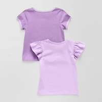 Okie Dokie Toddler & Little Girls Round Neck Short Sleeve Regular Fit 2-pc. Graphic T-Shirt
