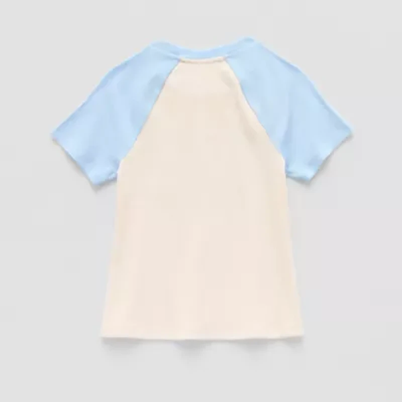 Thereabouts Rib Little & Big Kid Girls Crew Neck Short Sleeve Classic Fit Graphic T-Shirt
