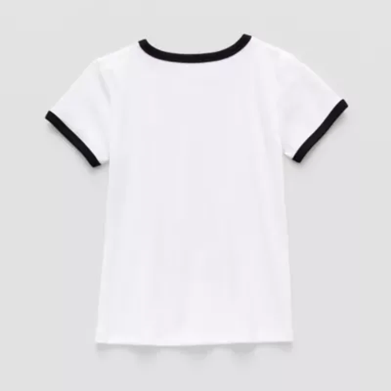 Thereabouts Rib Little & Big Kid Girls Crew Neck Short Sleeve Classic Fit Graphic T-Shirt