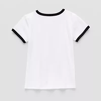 Thereabouts Rib Little & Big Kid Girls Crew Neck Short Sleeve Classic Fit Graphic T-Shirt