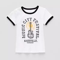 Thereabouts Rib Little & Big Kid Girls Crew Neck Short Sleeve Classic Fit Graphic T-Shirt