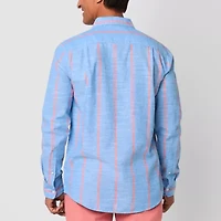 St. John's Bay Linen Blend Mens Long Sleeve Classic Fit Button-Down Shirt