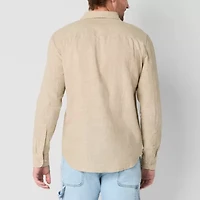 mutual weave Mens Linen Blend Long Sleeve Button-Down Shirt