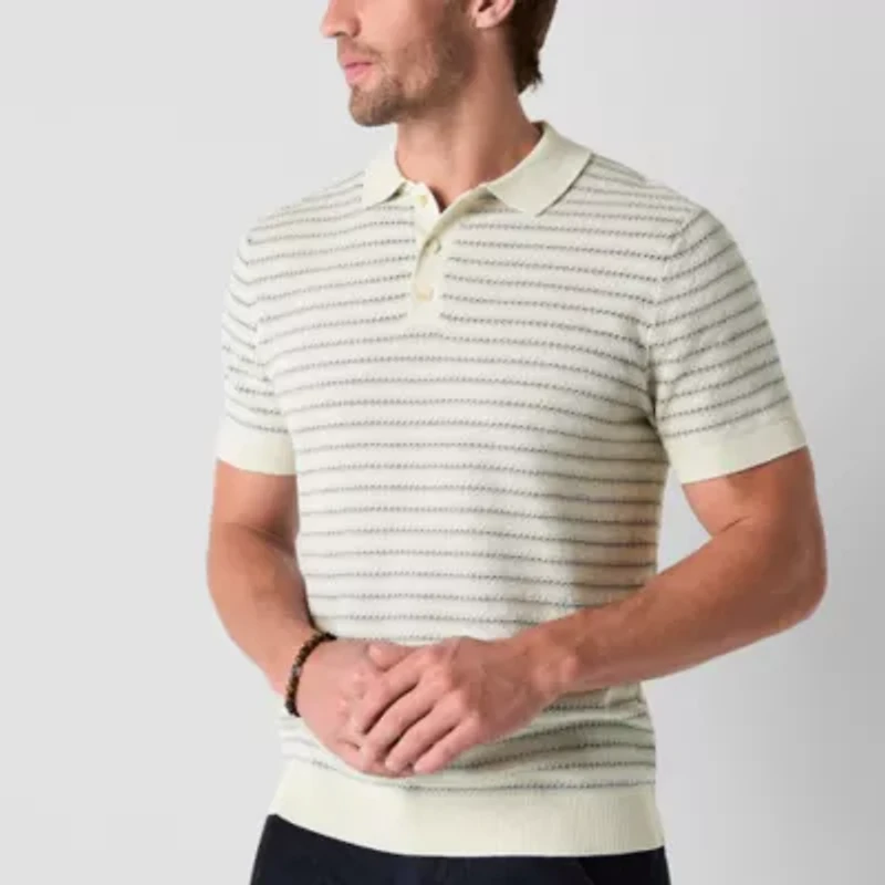 mutual weave Mens Regular Fit Short Sleeve Polo Shirt
