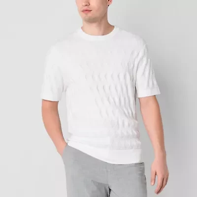 J. Ferrar Mens Crew Neck Short Sleeve Pullover Sweater