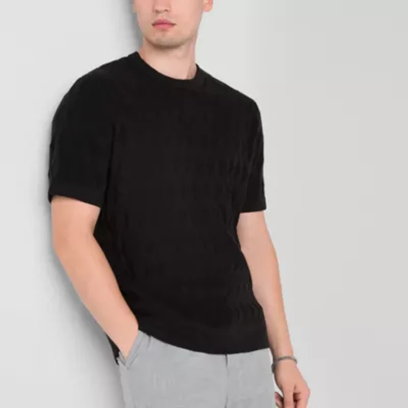 J. Ferrar Mens Crew Neck Short Sleeve Pullover Sweater