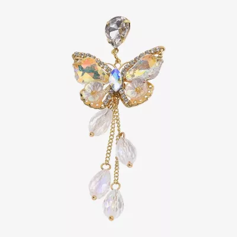 Bijoux Bar Gold Tone Womens Butterfly Drop Earrings