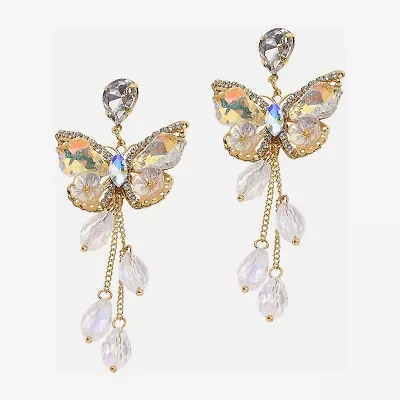 Bijoux Bar Gold Tone Womens Butterfly Drop Earrings