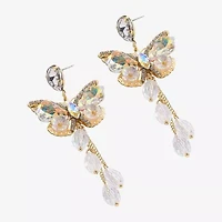 Bijoux Bar Gold Tone Womens Butterfly Drop Earrings