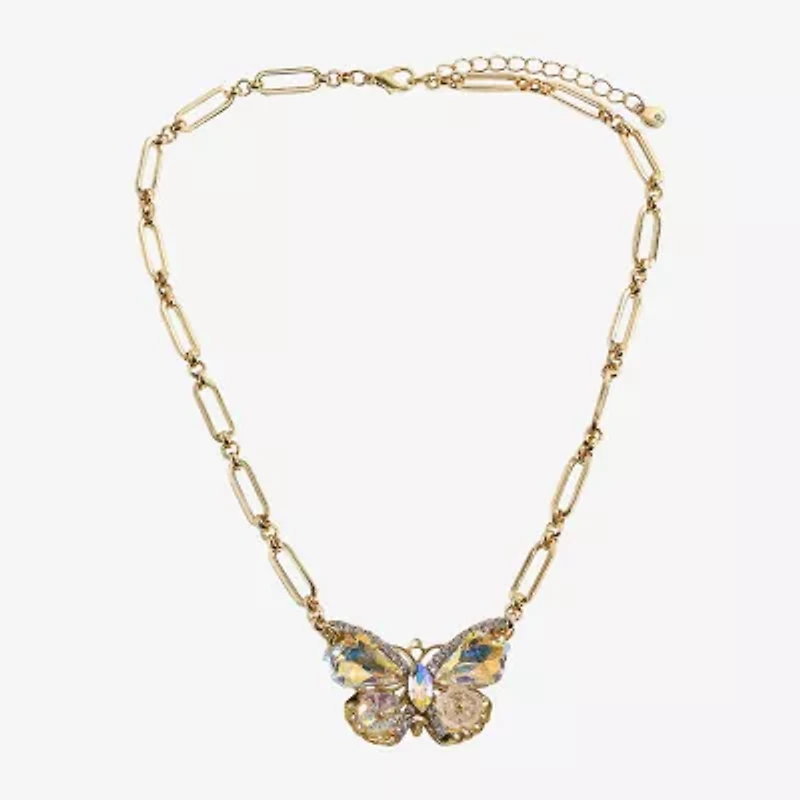 Bijoux Bar Gold Tone Womens Butterfly Inch Pendant Necklace