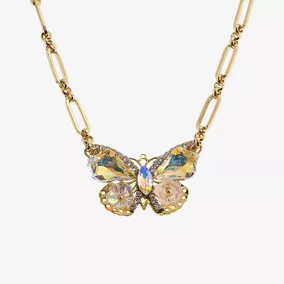 Bijoux Bar Gold Tone Womens Butterfly Inch Pendant Necklace