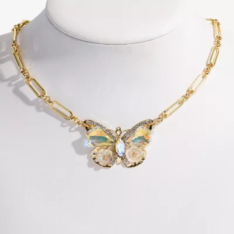 Bijoux Bar Gold Tone Womens Butterfly Inch Pendant Necklace