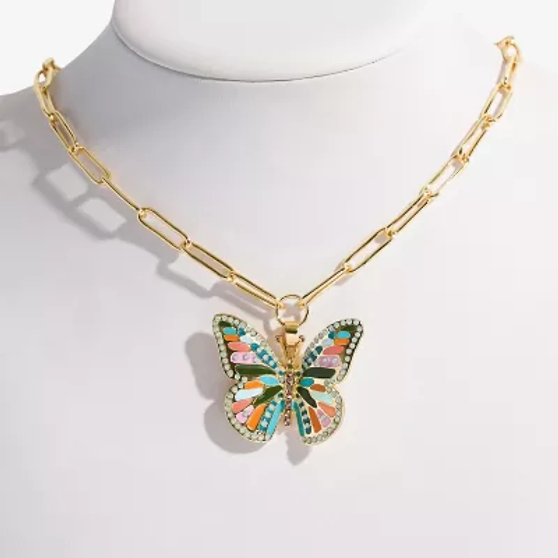 Bijoux Bar Gold Tone Womens Butterfly 20 Inch Pendant Necklace