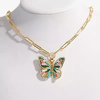 Bijoux Bar Gold Tone Womens Butterfly 20 Inch Pendant Necklace
