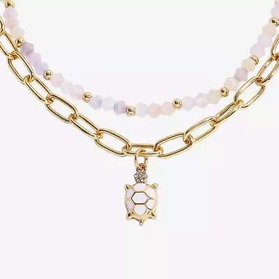 Arizona Gold Tone Tutrle Womens 16 Inch Strand Necklace