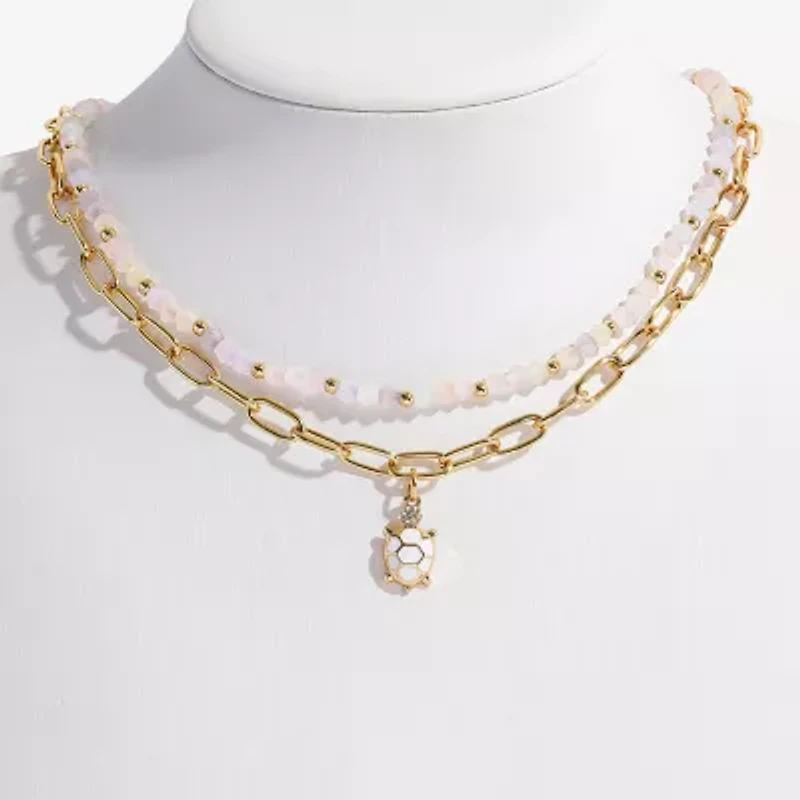 Arizona Gold Tone Tutrle Womens 16 Inch Strand Necklace