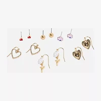 Arizona Gold Tone Womens Flower Heart 6 Pair Earring Set