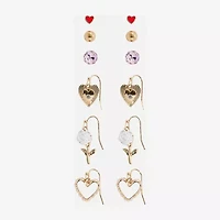 Arizona Gold Tone Womens Flower Heart 6 Pair Earring Set