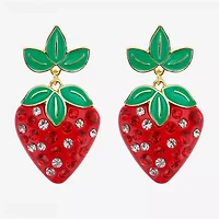 Bijoux Bar Gold Tone Strawberry Womens Drop Earrings