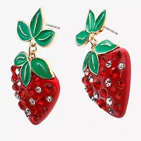 Bijoux Bar Gold Tone Strawberry Womens Drop Earrings