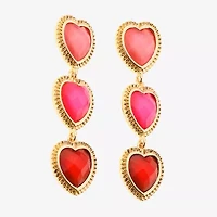 Bijoux Bar Gold Tone Womens Heart Drop Earrings
