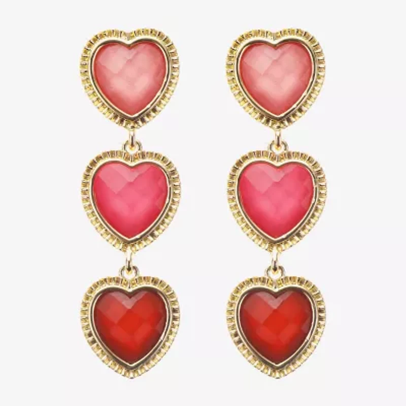 Bijoux Bar Gold Tone Womens Heart Drop Earrings
