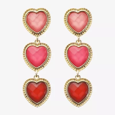 Bijoux Bar Gold Tone Womens Heart Drop Earrings