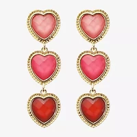 Bijoux Bar Gold Tone Womens Heart Drop Earrings