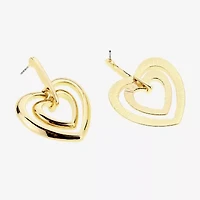 Bijoux Bar Gold Tone Womens Heart Drop Earrings
