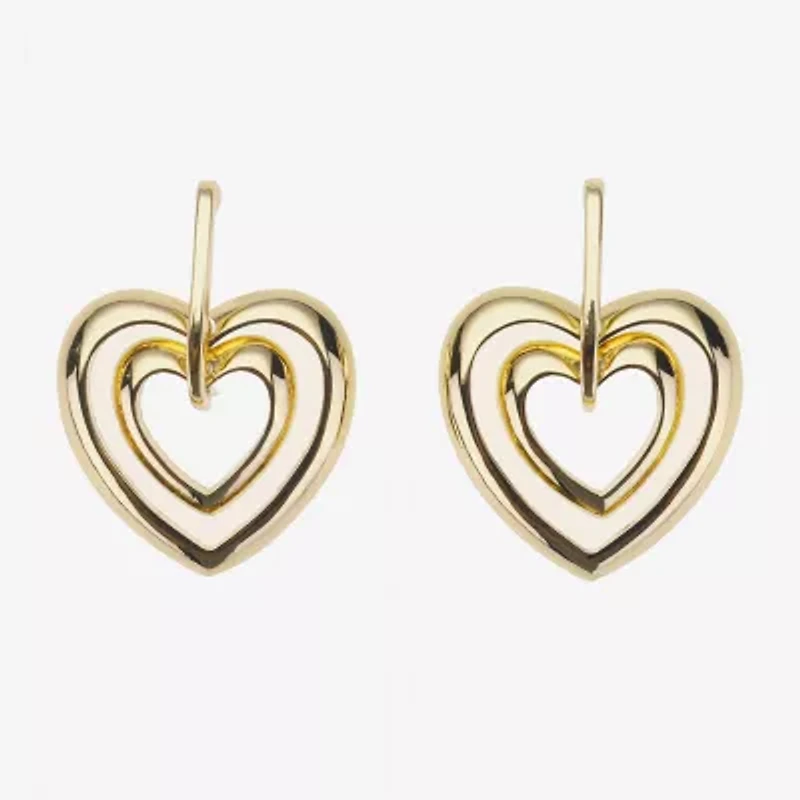 Bijoux Bar Gold Tone Womens Heart Drop Earrings