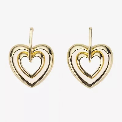 Bijoux Bar Gold Tone Womens Heart Drop Earrings