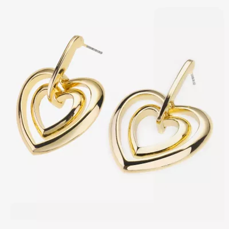 Bijoux Bar Gold Tone Womens Heart Drop Earrings
