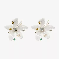Bijoux Bar Womens Glass Flower Drop Earrings