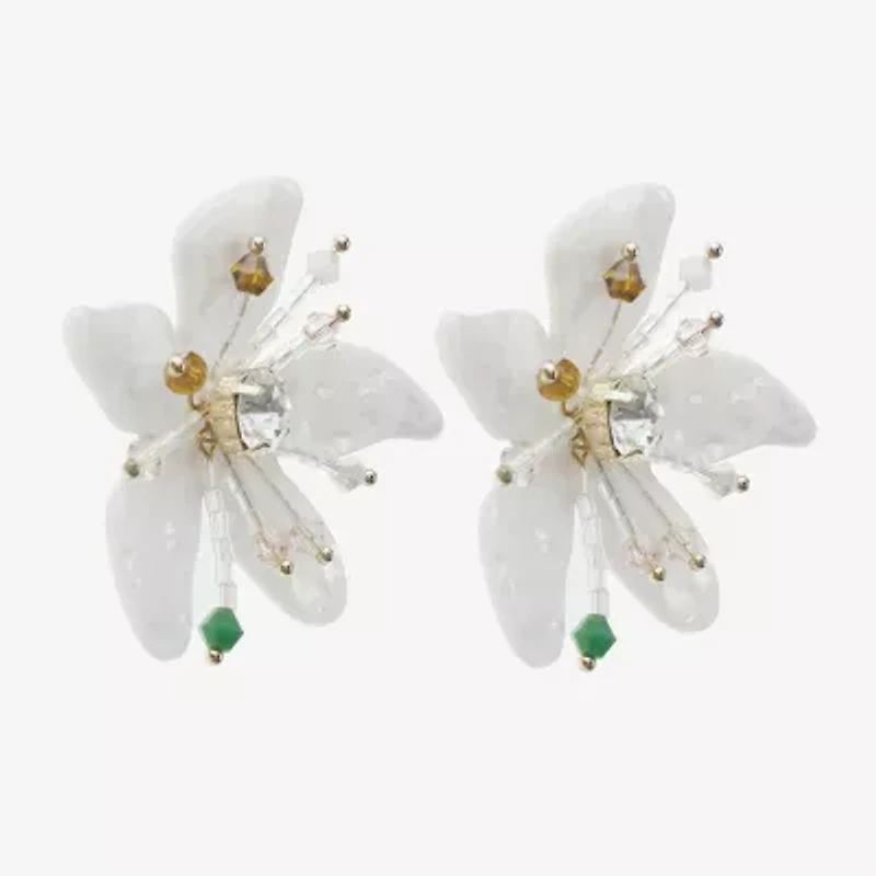 Bijoux Bar Womens Glass Flower Drop Earrings