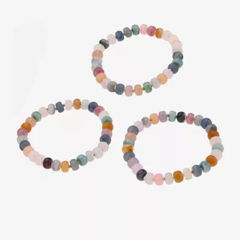 Bijoux Bar Womens 3-pc. Glass Bracelet Set