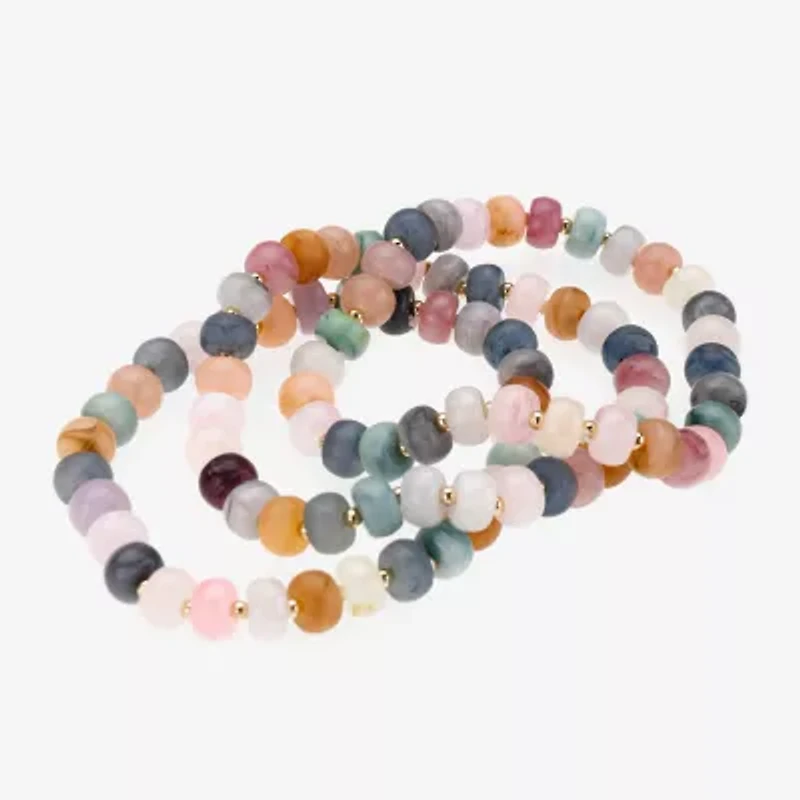 Bijoux Bar Womens 3-pc. Glass Bracelet Set