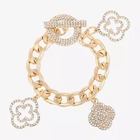 Bold Elements Womens Simulated Glass Clover Charm Bracelet