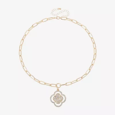 Bold Elements Womens Glass Clover 18 Inch Pendant Necklace