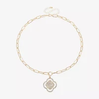 Bold Elements Womens Glass Clover 18 Inch Pendant Necklace